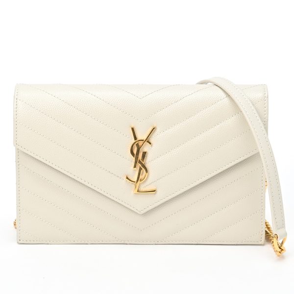 imgrc0103140963 Saint Laurent Cassandra Envelope Cremasoft Chain Wallet Ivory