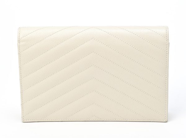 imgrc0103140966 Saint Laurent Cassandra Envelope Cremasoft Chain Wallet Ivory