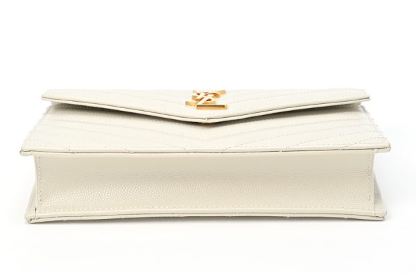 imgrc0103140967 Saint Laurent Cassandra Envelope Cremasoft Chain Wallet Ivory