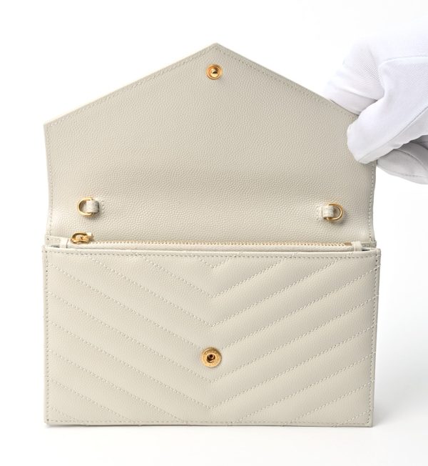 imgrc0103140969 Saint Laurent Cassandra Envelope Cremasoft Chain Wallet Ivory