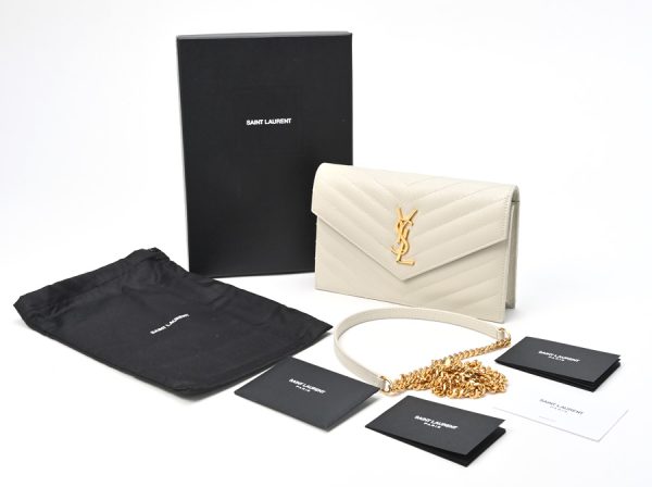 imgrc0103140972 Saint Laurent Cassandra Envelope Cremasoft Chain Wallet Ivory