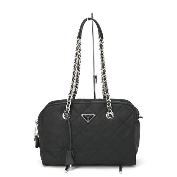 imgrc0103675559 Prada Quilted Chain Shoulder Bag Nylon Black