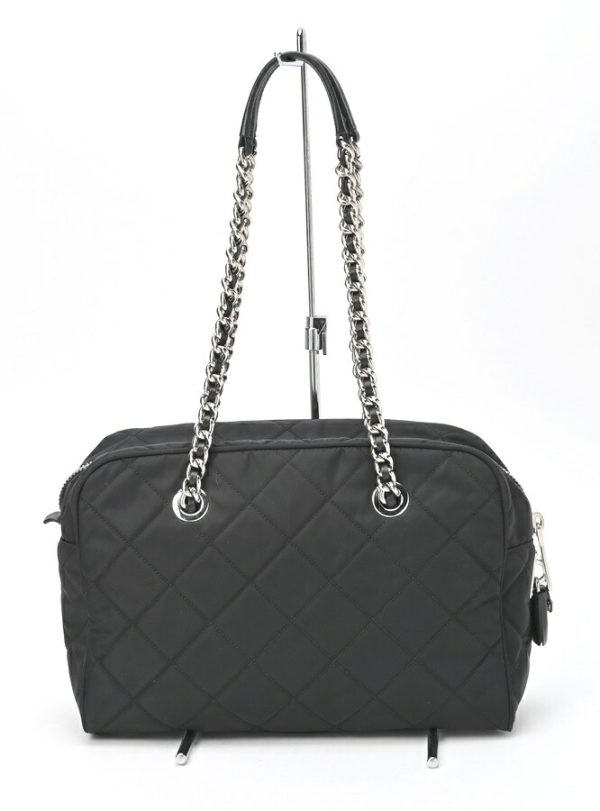 imgrc0103675561 Prada Quilted Chain Shoulder Bag Nylon Black