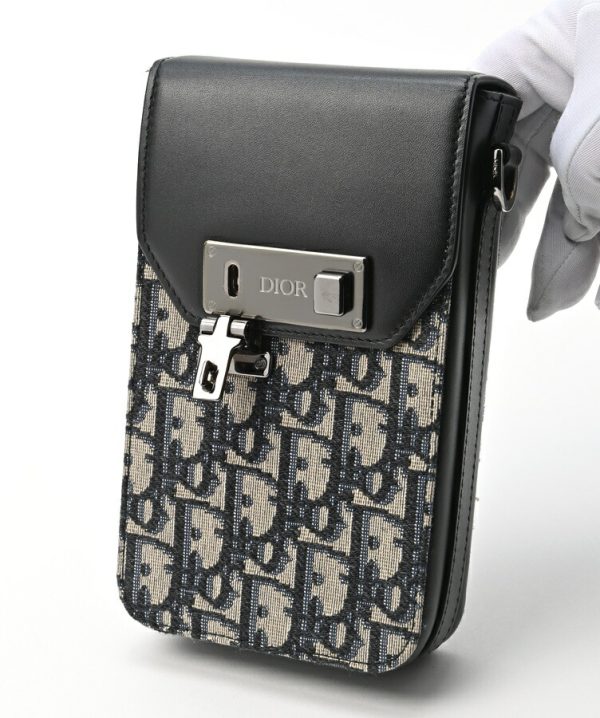 imgrc0104024668 Dior Dior lock Shoulder Bag Phone Holder Oblique Jacquard Black