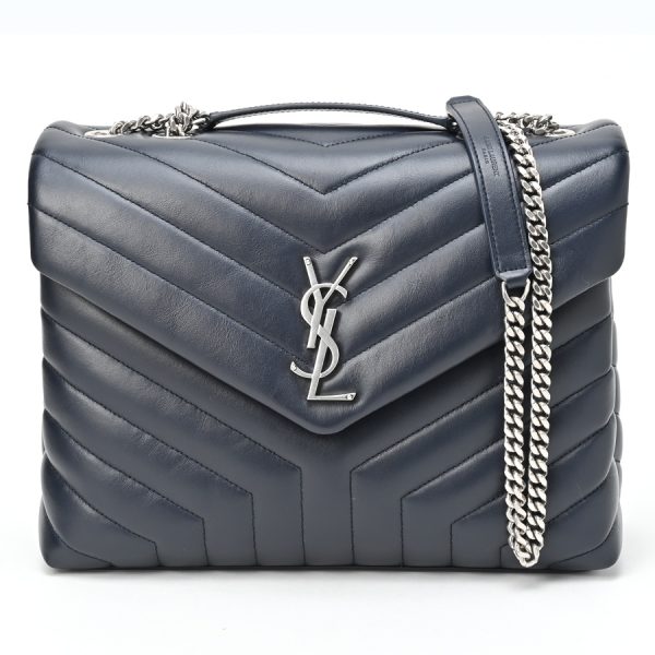 imgrc0104250024 Saint Laurent Loulou Medium Quilted Chain Shoulder Bag Blue