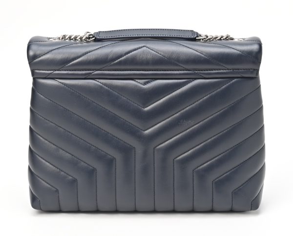 imgrc0104250028 Saint Laurent Loulou Medium Quilted Chain Shoulder Bag Blue