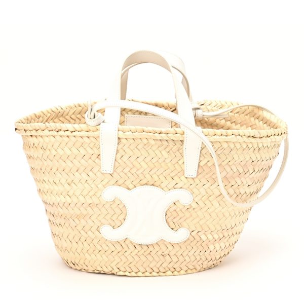 imgrc0104337468 Celine Teen Triomphe Pannier Raffia Calf Basket Bag