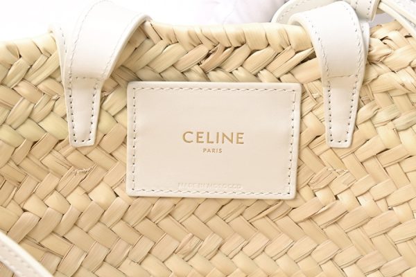 imgrc0104337474 Celine Teen Triomphe Pannier Raffia Calf Basket Bag