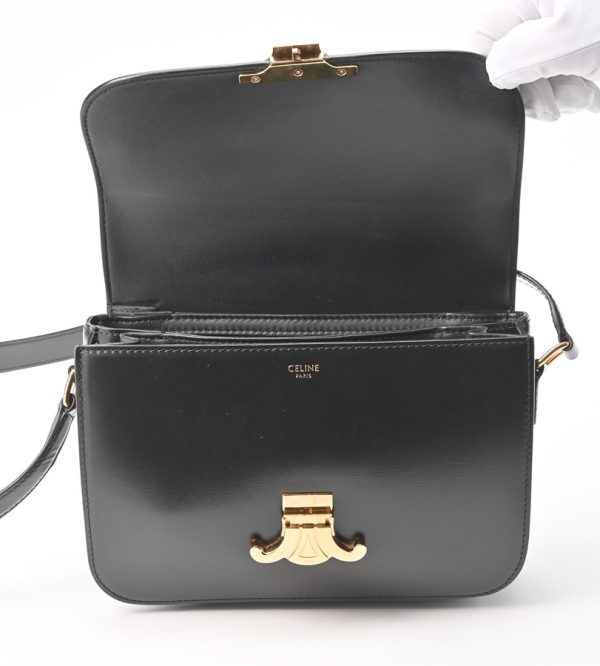 imgrc0104539005 Celine Triomphe Shiny Calfskin Bag Black