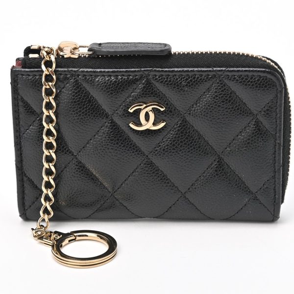 imgrc0104808012 Chanel Matelasse L Shaped Coin Case Key Caviar Skin Black