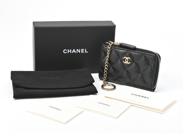 imgrc0104808020 Chanel Matelasse L Shaped Coin Case Key Caviar Skin Black