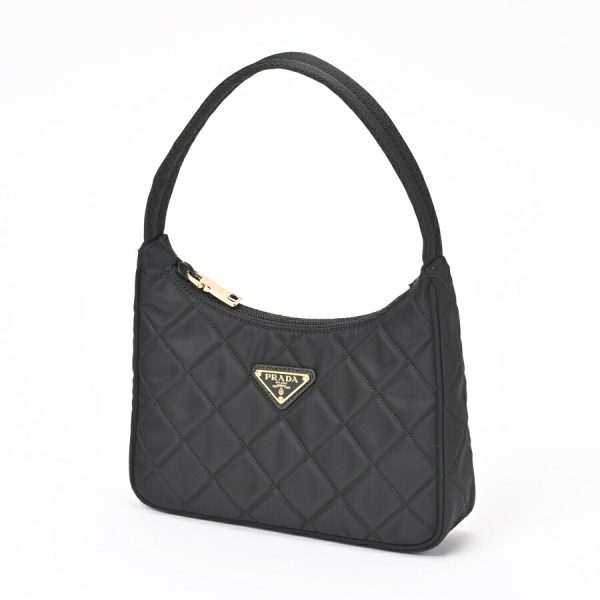 imgrc0104962211 Prada Quilted Shoulder Bag Nylon Black