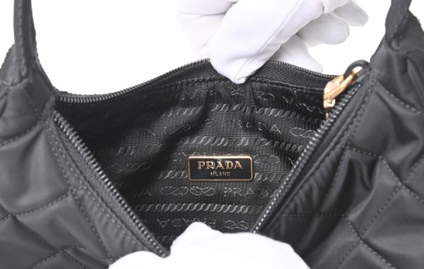 imgrc0104962217 Prada Quilted Shoulder Bag Nylon Black