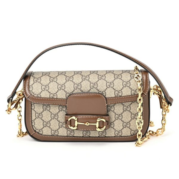 imgrc0105101912 Gucci Horsebit 1955 Chain Shoulder Bag GG Supreme Brown