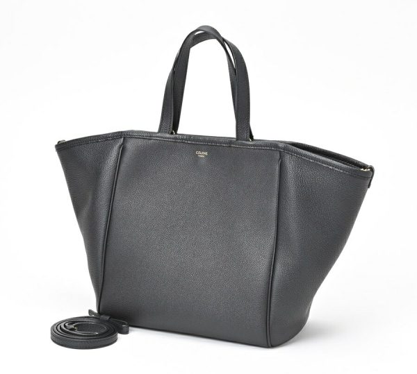 imgrc0105191600 Celine Small FHippo Grained Calfskin Tote Bag Black