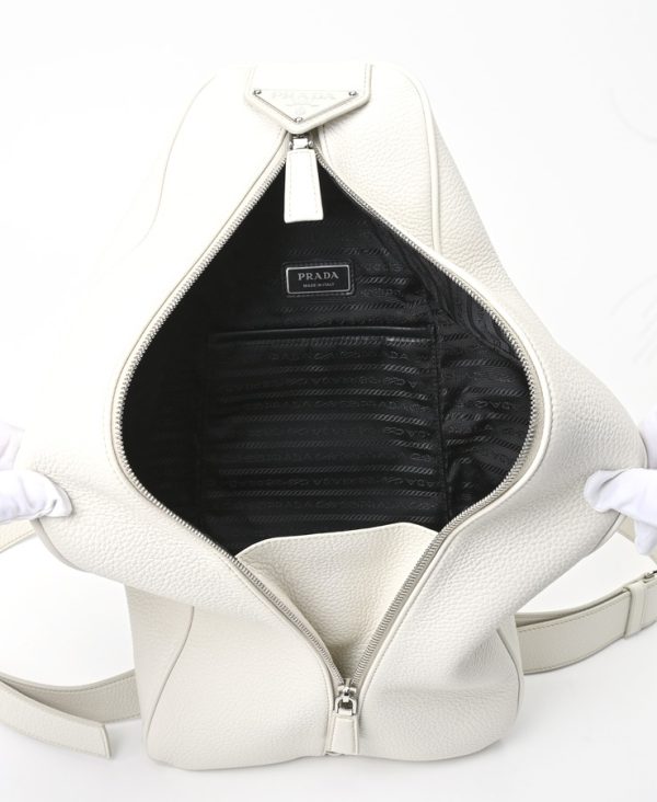 imgrc0105366874 Prada Vitello Triangle Backpack White