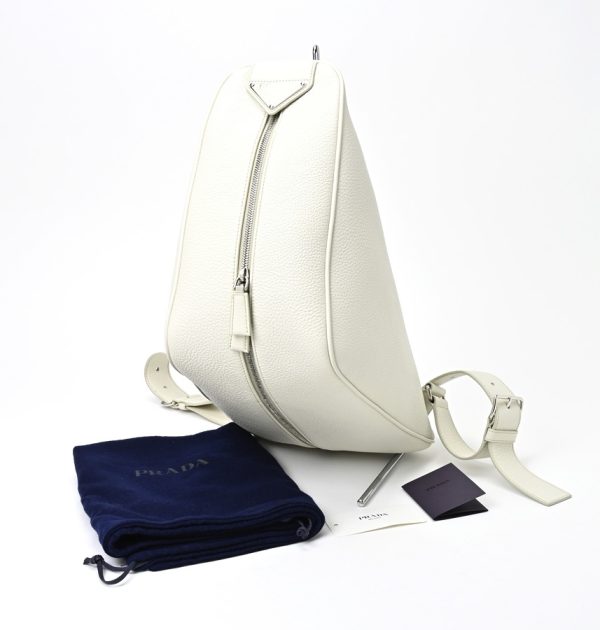 imgrc0105366876 Prada Vitello Triangle Backpack White