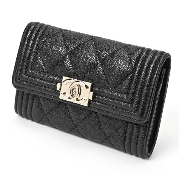 imgrc0105408081 Chanel Boy Chanel Flap Card Case Coin Case Caviar Skin Black