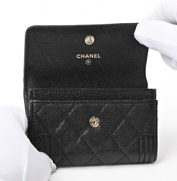 imgrc0105408085 Chanel Boy Chanel Flap Card Case Coin Case Caviar Skin Black