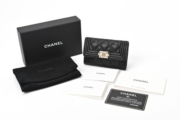 imgrc0105408090 Chanel Boy Chanel Card Case Coin Case Flap Caviar Skin Black