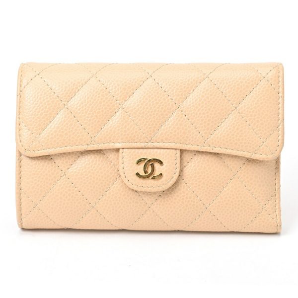 imgrc0106390289 Chanel Matelasse Medium Flap Wallet Caviar Skin Beige