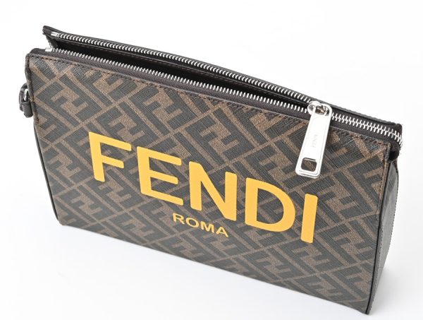 imgrc0107025343 Fendi Slim FF Fabric Clutch Bag Brown