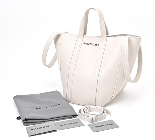 imgrc0107739993 Balenciaga Small North South Shoulder Tote Calfskin White