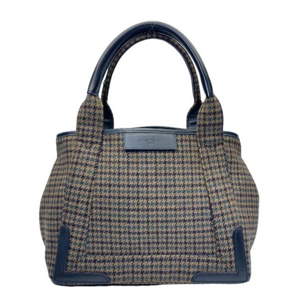 imgrc0115008131 BALENCIAGA Blue Cabas S Handbag Tote Bag Houndstooth Wool Pouch Brown