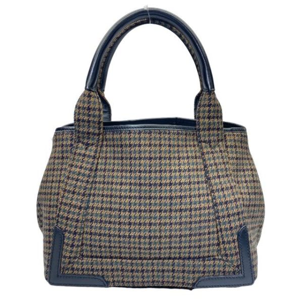 imgrc0115008132 BALENCIAGA Blue Cabas S Handbag Tote Bag Houndstooth Wool Pouch Brown