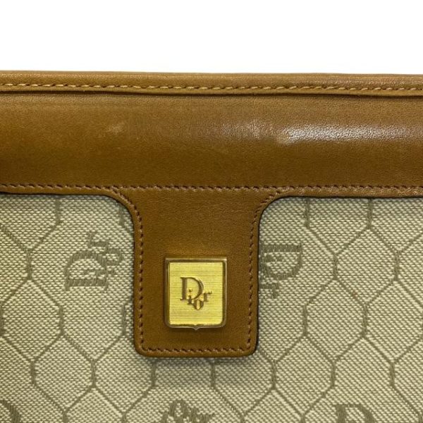 imgrc0116887867 Christian Dior Clutch Bag Honeycomb Pattern Beige Brown