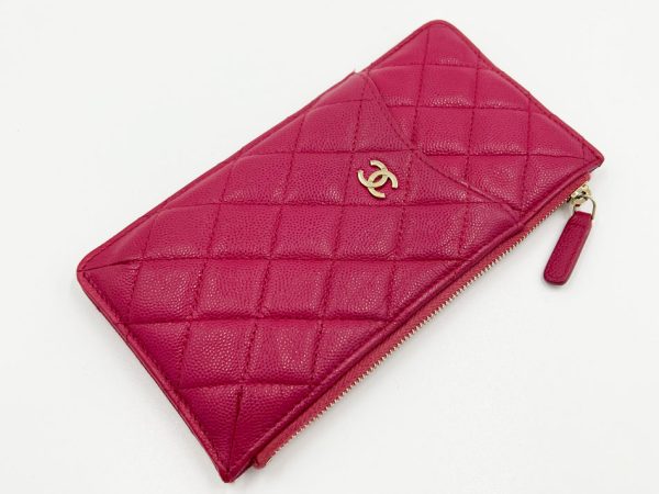 imgrc0120282091 CHANEL Caviar Timeless Case Long Wallet Pouch Matelasse Pink