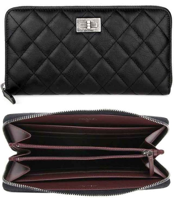 imgrc0122581839 CHANEL Long Wallet Coin Caviar Skin CC Plate Coco Mark Calfskin Black