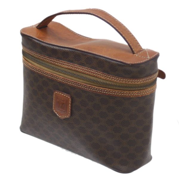 is240301ec01 Celine Vanity Bag Macadam Pattern Brown