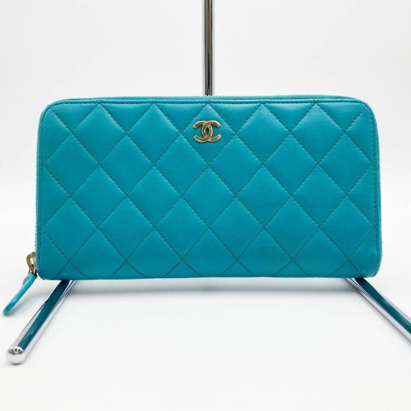 it8mrqptl3a4 1 Chanel long wallet Matelasse turquoise blue lambskin accessory