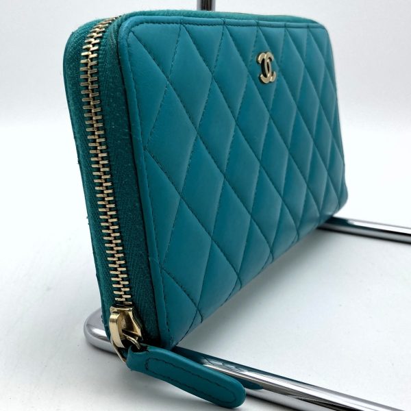 it8mrqptl3a4 3 Chanel long wallet Matelasse turquoise blue lambskin accessory