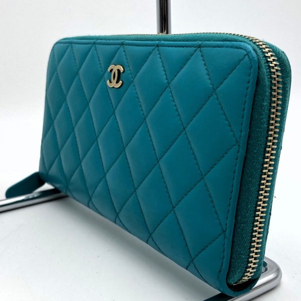 it8mrqptl3a4 4 Chanel long wallet Matelasse turquoise blue lambskin accessory