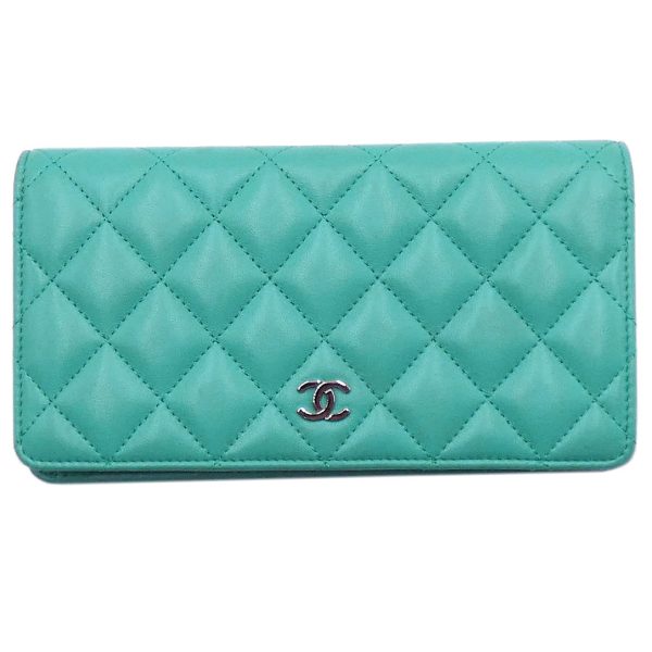 jjs04778 CHANEL Wallet Lambskin Matelasse Coco Mark Wallet Blue