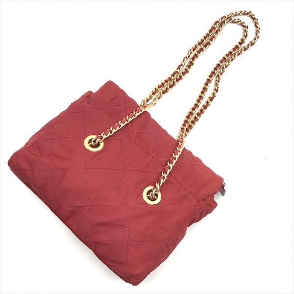 k2654 2 PRADA Tessuto nylon plate chain tote shoulder bag red