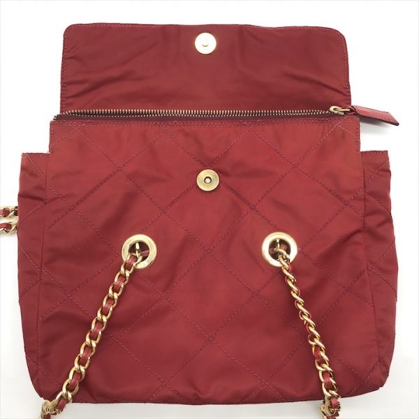 k2654 7 PRADA Tessuto nylon plate chain tote shoulder bag red