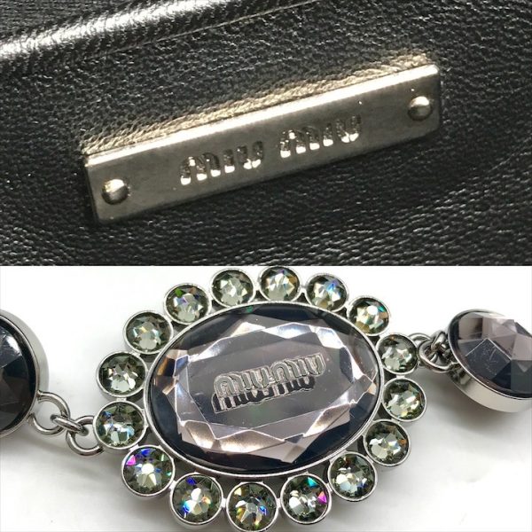 k2672 10 Miu Miu Matelasse Crystal Bijou Shoulder Bag Black