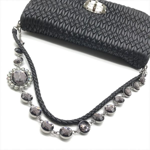 k2672 6 Miu Miu Matelasse Crystal Bijou Shoulder Bag Black