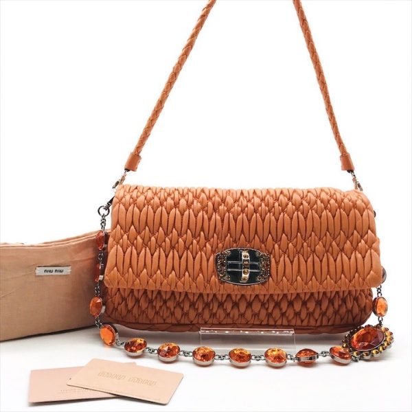 k2758 1 Miu Miu Matelasse Nappa crystal orange 2WAY shoulder bag