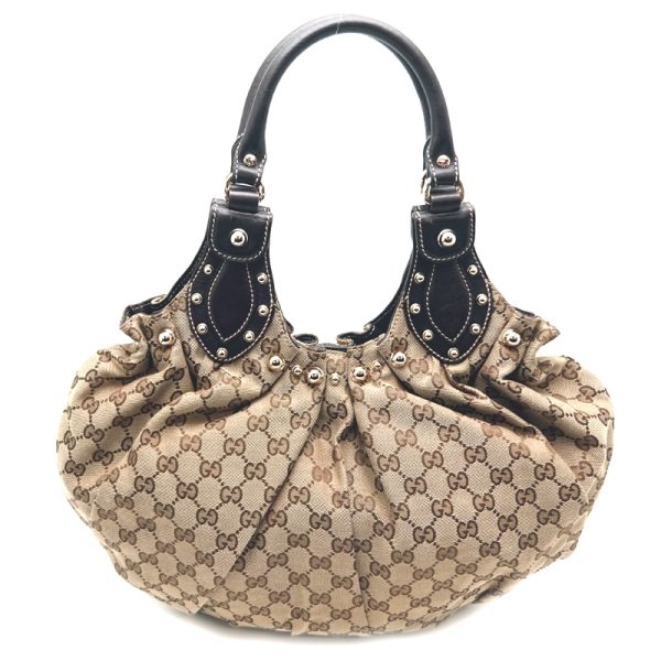 kdh80121 1 Gucci Studded Tote Handbag Brown