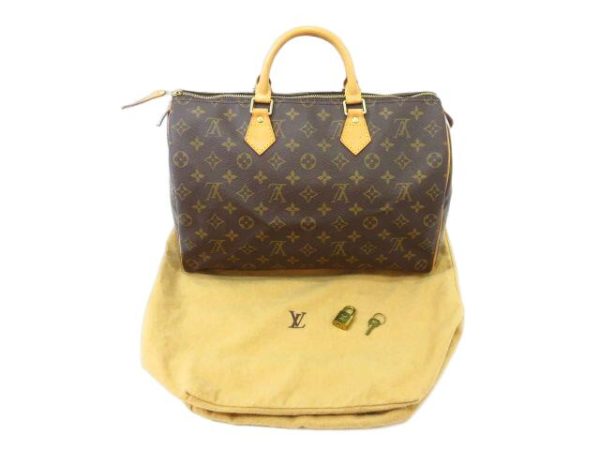 kjm0481 1 Louis Vuitton Monogram Speedy 35 Handbag Brown