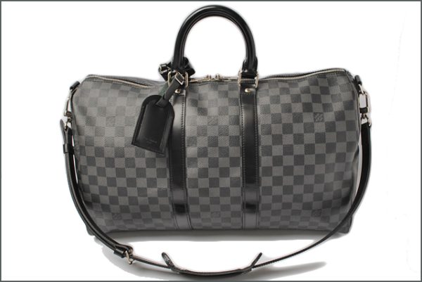 l 0002 15 6 Louis Vuitton Keepall Bandouliere 45 Bag Damier Graphite Black