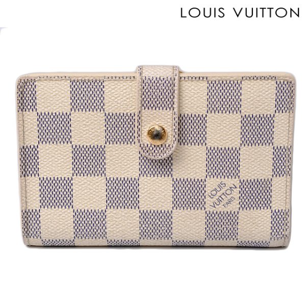 l 0156 15 1 Louis Vuitton Portefeuille Viennois Wallet Damier Azur White