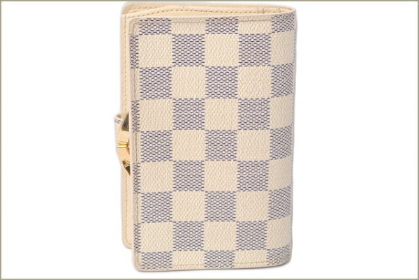 l 0156 15 3 Louis Vuitton Portefeuille Viennois Wallet Damier Azur White