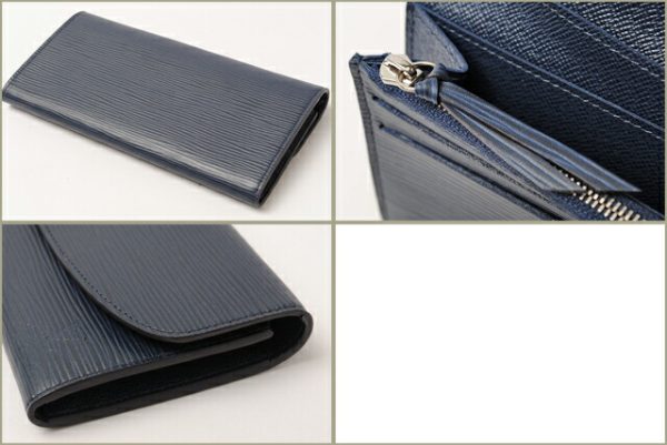 l 0203 15 3 Louis Vuitton Emily Wallet Long Epi Andigo Blue