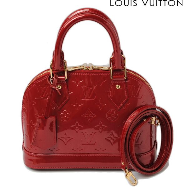 l 0217 15 1 Louis Vuitton Alma BB Vernis Shoulder Bag Red