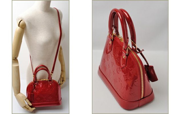 l 0217 15 5 Louis Vuitton Alma BB Vernis Shoulder Bag Red